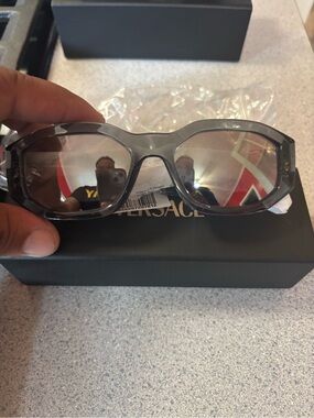 Versace Smoky Gray Oversized Sunglasses GREY CLEAR BIGGIE